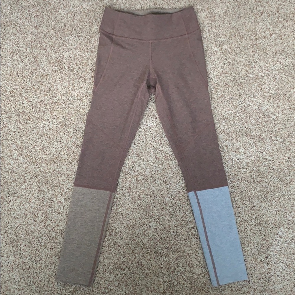 Outdoor Voices brown and blue color block legging